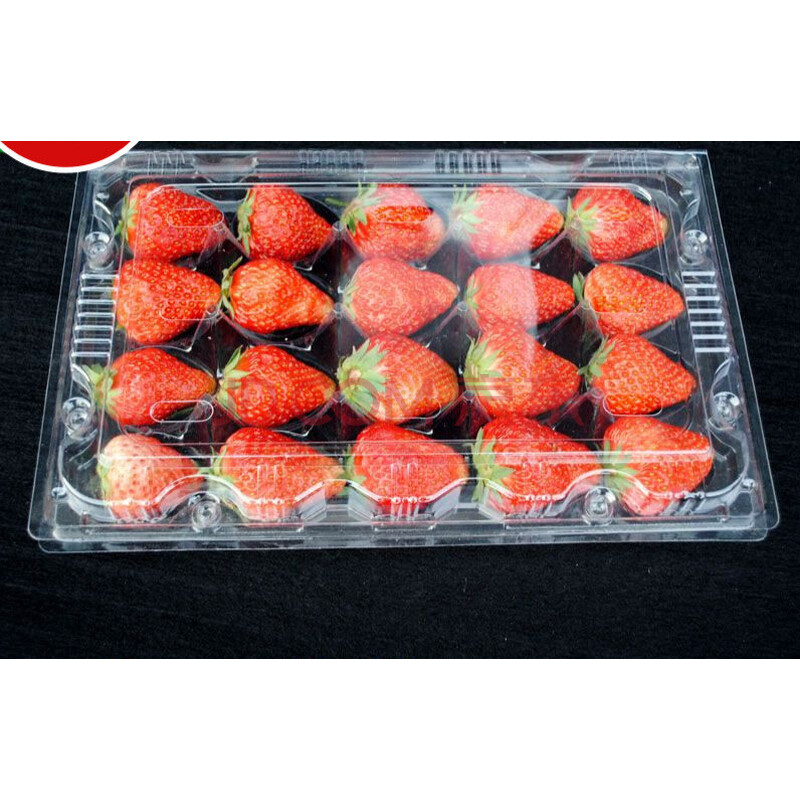 茗木阁新款20枚草莓塑料盒 颗粒草莓托盘 水果塑料盘 水果透明盒吸塑