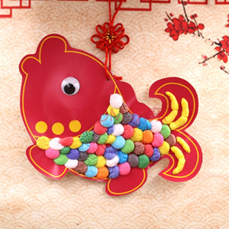 制作diy创意玉米粒粘贴画六一儿童节圣诞节新年元旦春节动手玩具 鲤鱼