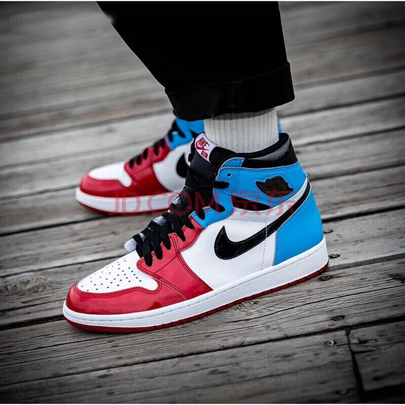 air jordan1 mid quai 54 四色鸳鸯aj1男女中帮运动篮球鞋 红蓝警灯