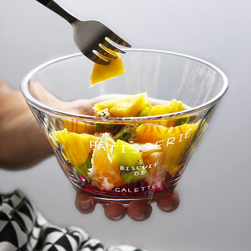 瓷彩美(ceceme)创意水果沙拉碗透明玻璃碗耐热钢化微波炉碗甜品碗小碗