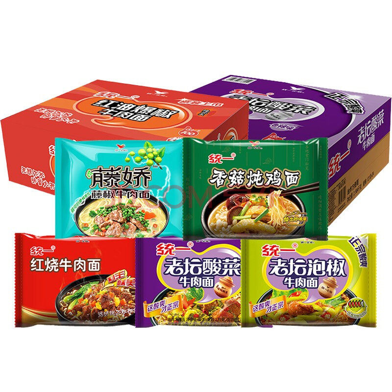 统一100老坛酸菜牛肉面整箱24包方便面袋装泡面藤椒牛肉多味混合 统一