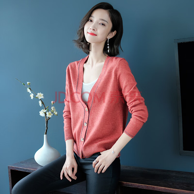 歌米拉 针织衫女开衫春秋短款上衣秋装新款洋气外搭薄款女士毛衣小