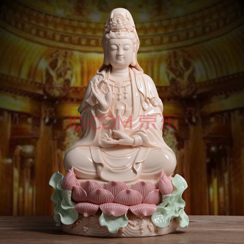 陶瓷观音佛像供奉摆件客厅风水德化白瓷工艺品坐姿观世音菩萨 12寸