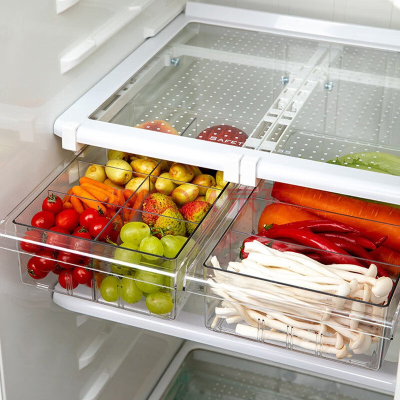 季萌冰箱收纳盒抽屉式抽拉式可伸缩冰箱保鲜盒收纳盒大容量多功能隔层