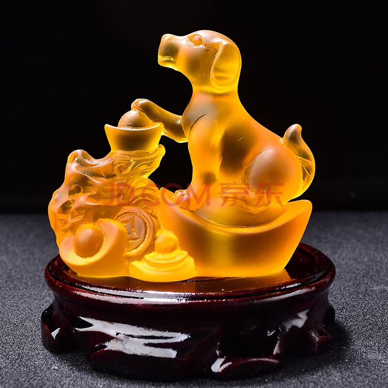 贵犬通财琉璃摆件2021牛年属虎人吉祥物礼物客厅卧室装饰品 一个摆件