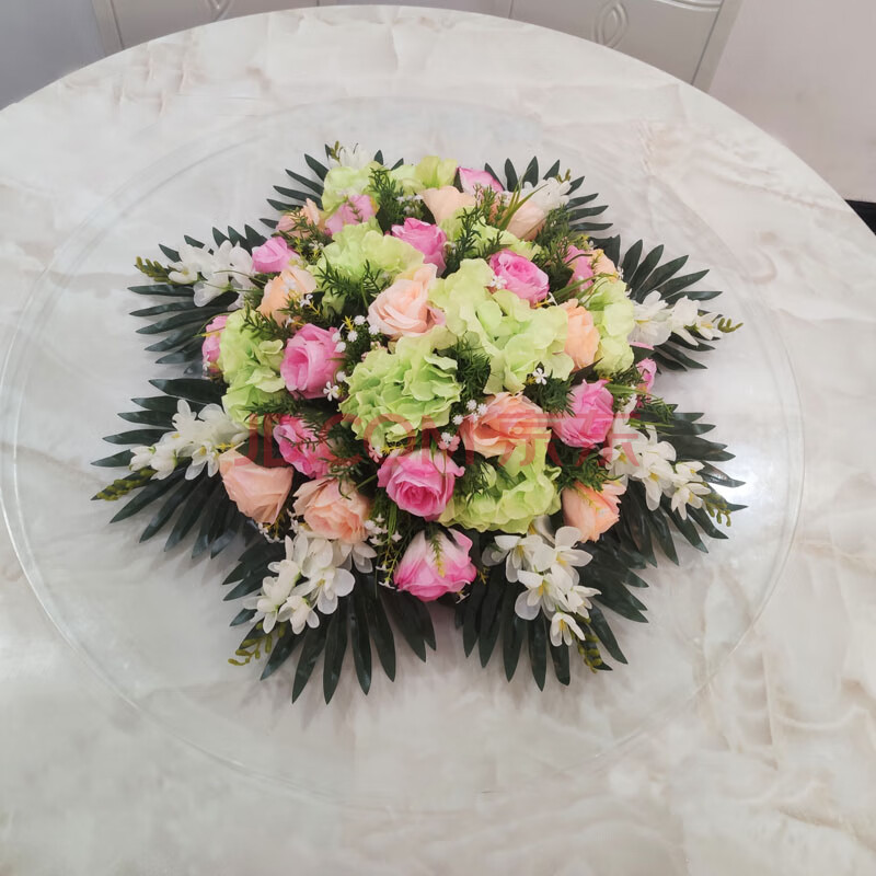 酒店假花餐桌上的仿真花胶花会议桌花酒店大圆桌摆花转盘台面假花饭店