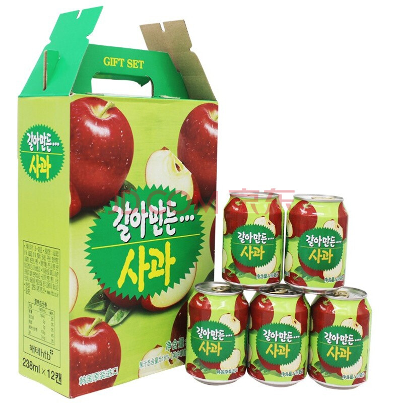 韩国海太饮料果粒果汁苹果汁饮料238ml*12瓶整箱果汁含量18%果肉饮料