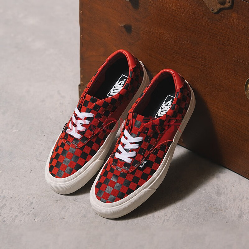 vans范斯官方 棋盘格男鞋女鞋低帮板鞋运动鞋 红黑棋盘格 43