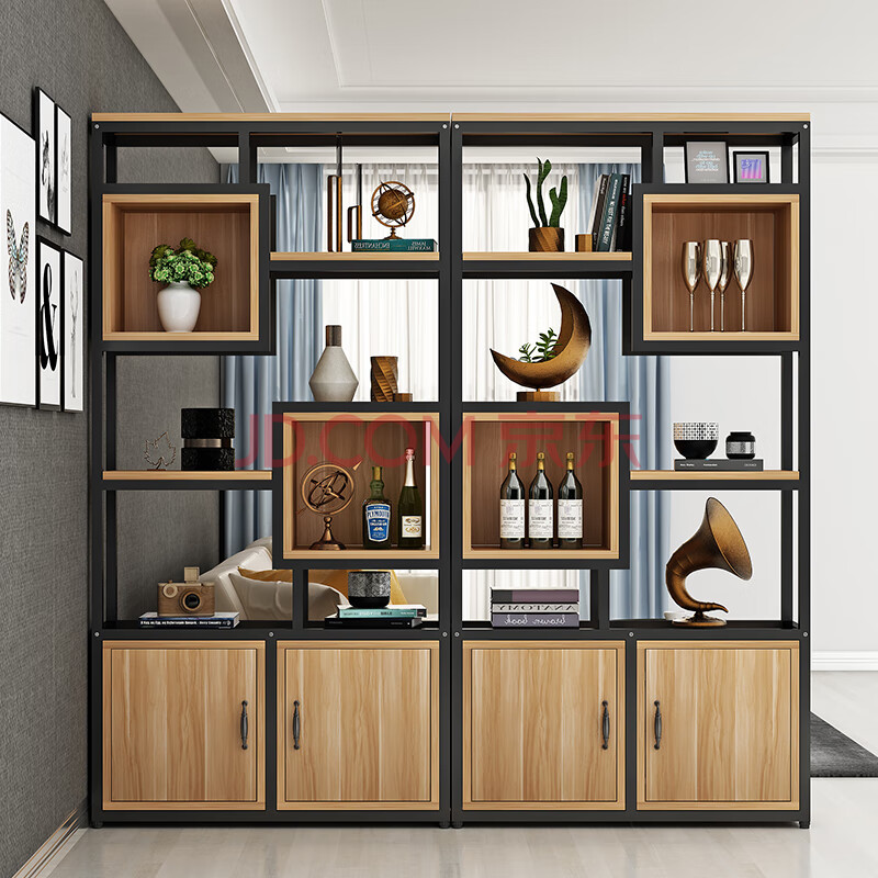 书架美式隔断铁艺屏风展示柜工业风置物架餐厅玄关客厅简单书架货架墙