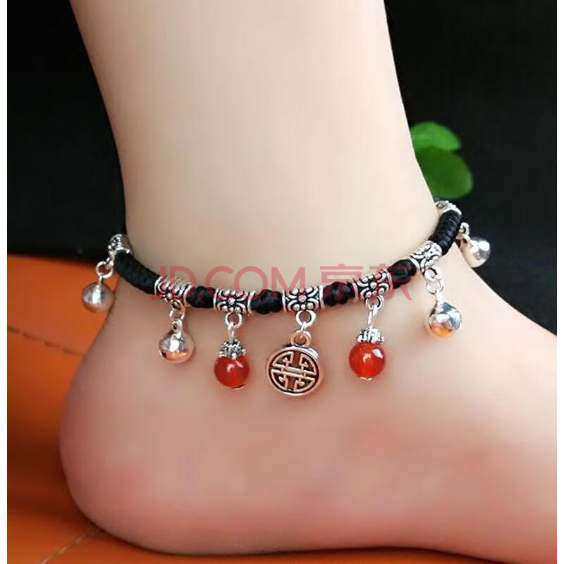 女士脚链2020年网红抖音脚链子女款绳子古风铃铛红绳脚饰腿链配饰