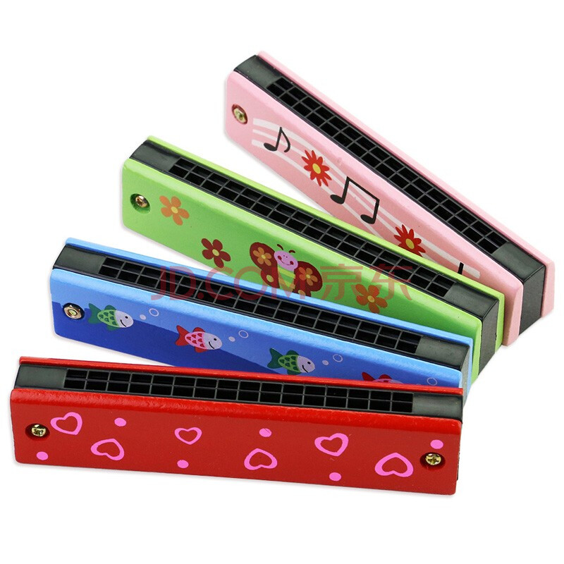 海阳之星 口琴儿童木制彩绘双排十六孔口琴乐器启蒙早教创意玩具 木制