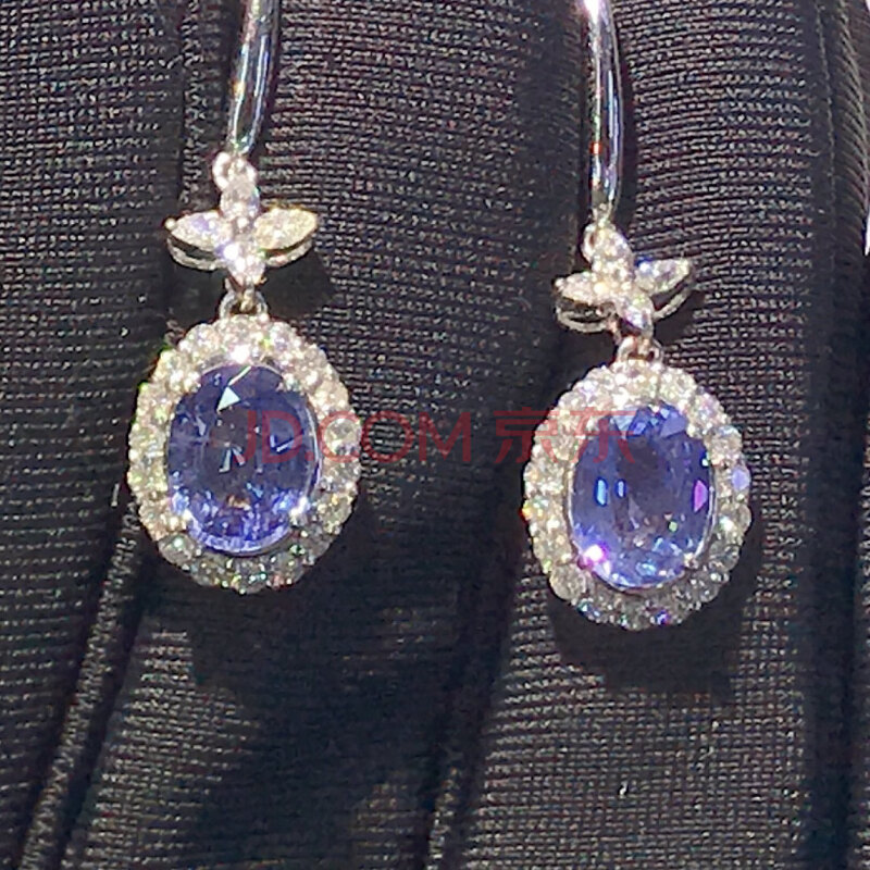CBL-83 3.12克拉（一对）18K金蓝宝石耳环 镶钻石 约3.52克