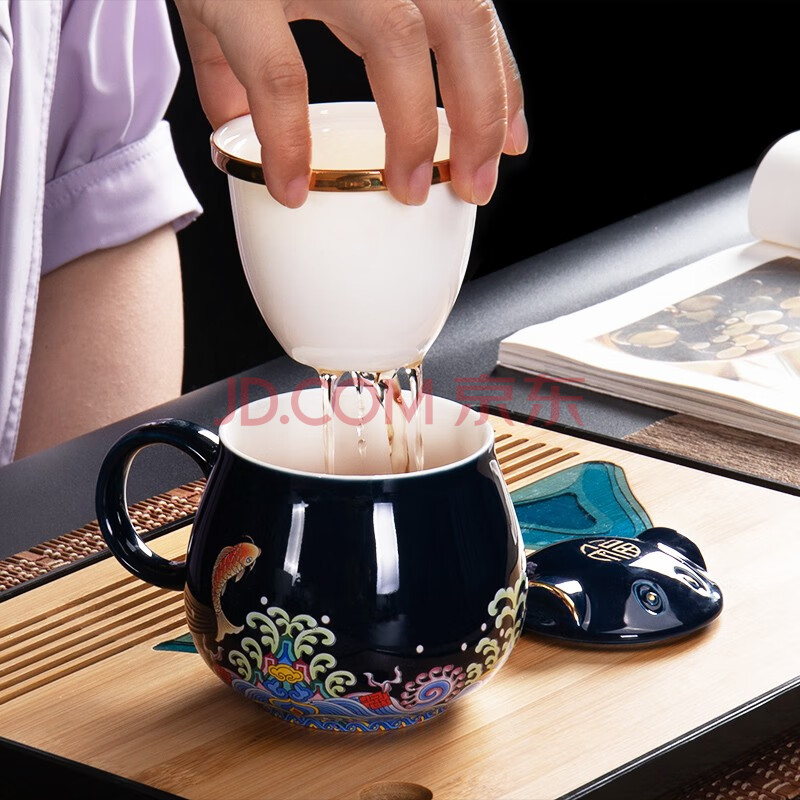 年会礼品伴手礼招财猫水杯女办公杯茶水分离杯圣诞节礼物生日礼物送