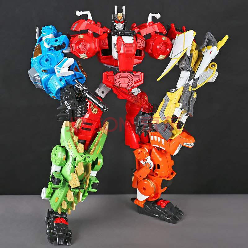 战队五合体合金变形玩具金刚机器人套装霸王龙男孩儿童玩具 彩色款