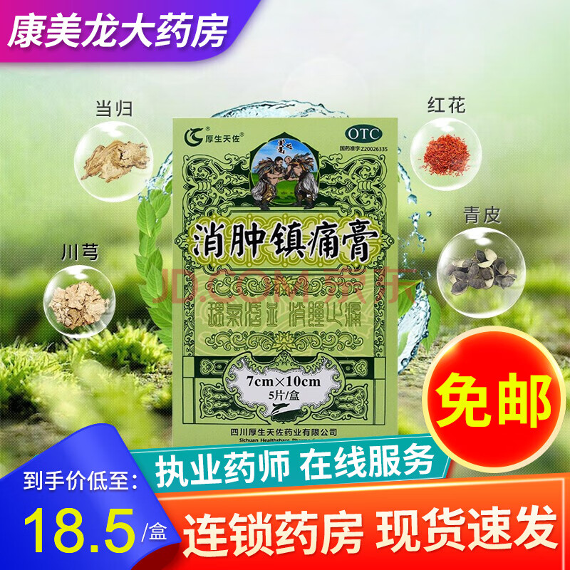 厚生天佐 消肿镇痛膏 7*10cm*5片 消肿止痛 1盒