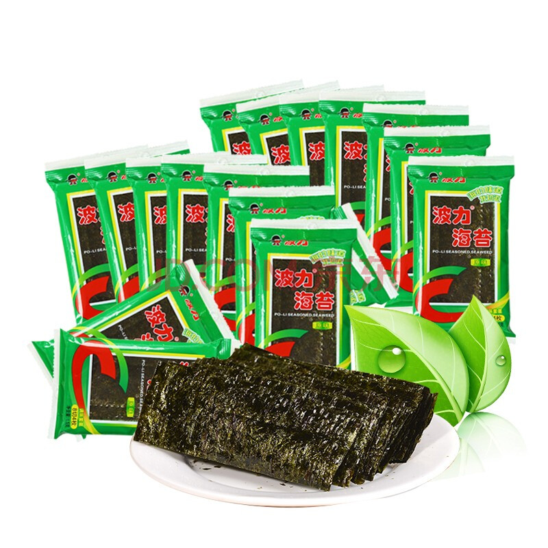 波力海苔原味 海苔脆片零食 健康小吃 即食调味紫菜 1.5克x54包整箱