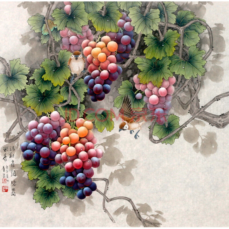 授权 国家一级美术师 李年生《清秋雀语》名家工笔纯手绘【图片 价格