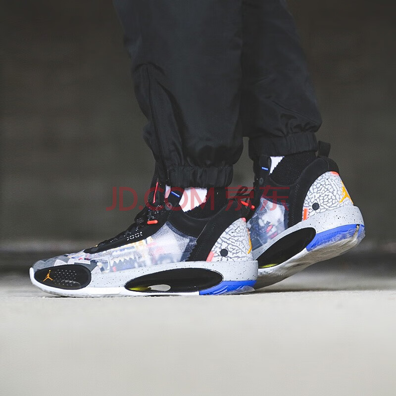 耐克nike air jordan 34 aj34黑红黑白糖果电光蓝郭艾伦镭射日食涂鸦