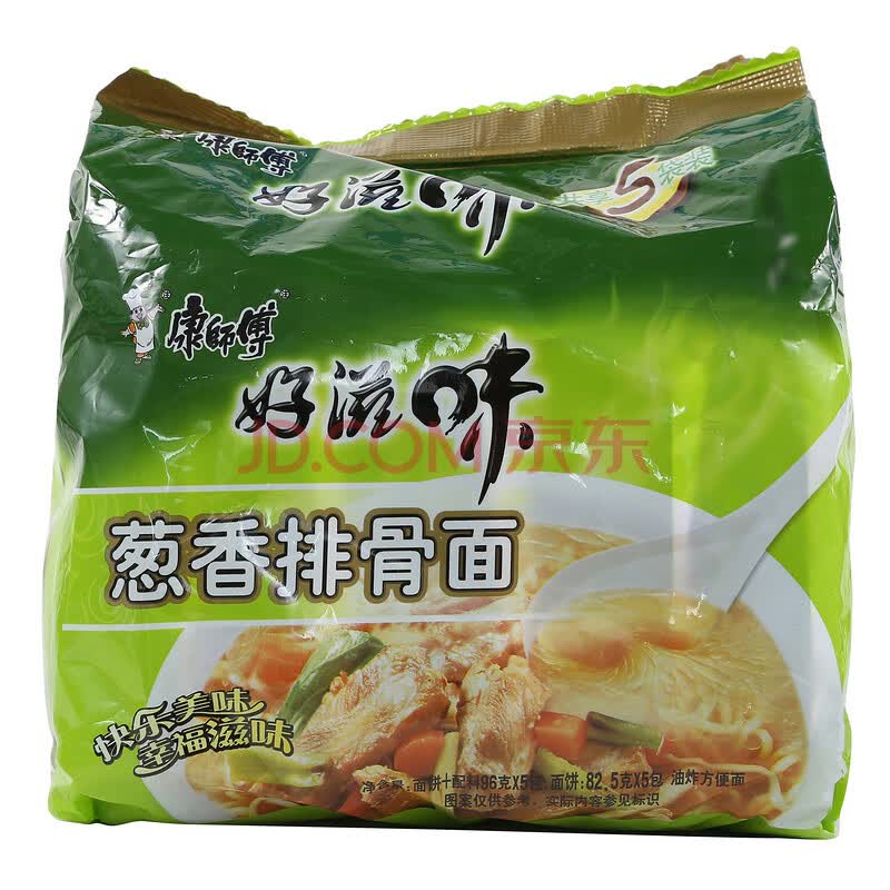 康师傅 好滋味葱香排骨面共享装 96g*5袋/包