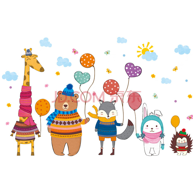 卡通卧室儿童房宝宝房间婴儿衣柜贴纸柜子小家具装饰双开门贴墙画v6