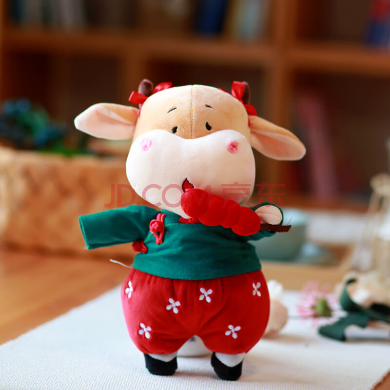 迪士尼(disney)牛公仔牛年吉祥物民族风毛绒玩具一对情侣牛结婚新年