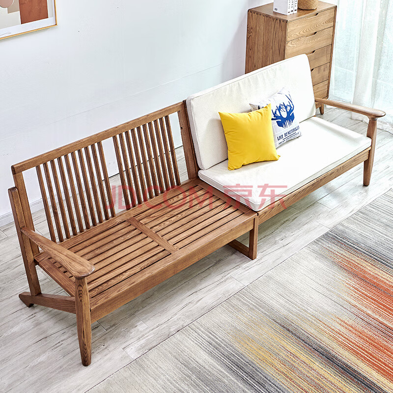 白蜡木沙发冬夏两用木制木头椅子纯实木高脚高靠背单张直排一字型四人