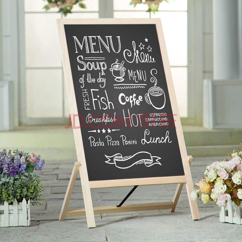 秀艾迪 复古做旧经典实木支架式小黑板 咖啡店餐厅立式广告牌 店铺
