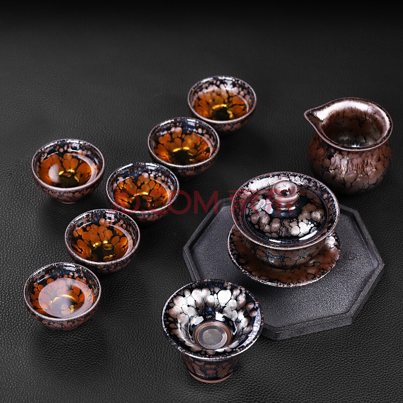 鸿昊倪挺油滴9头建盏套装