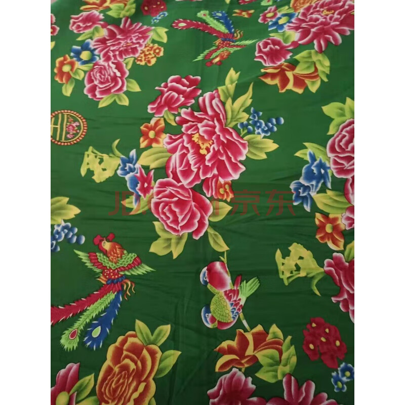 东北大花布凤凰牡丹装饰布料纯棉绸人造棉酒店农家乐装修服装布料
