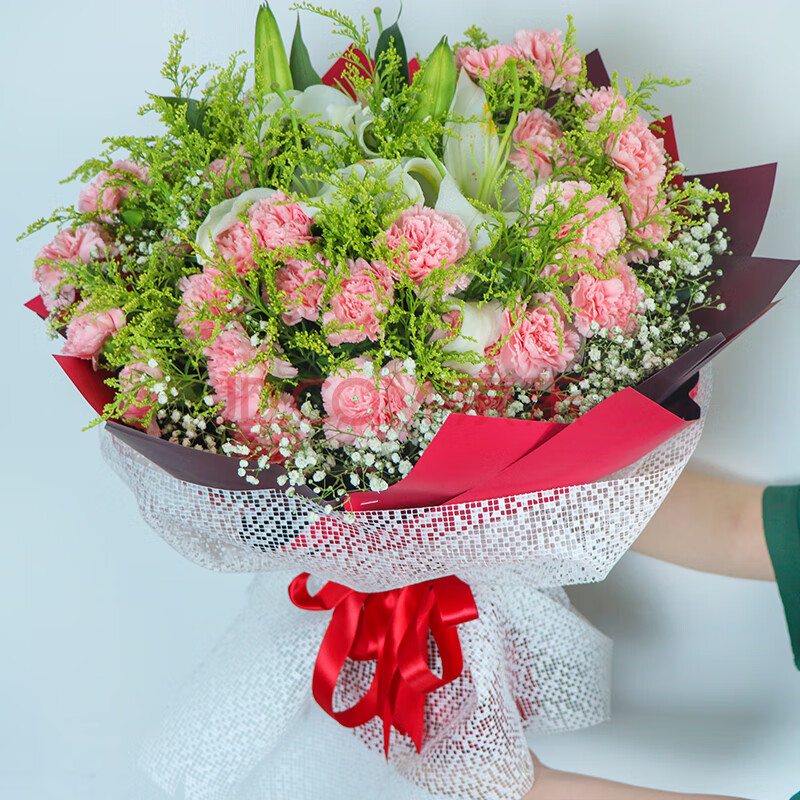 鮮花速遞康乃馨玫瑰花百合花束禮盒送女生老師同學女友生日禮物全國