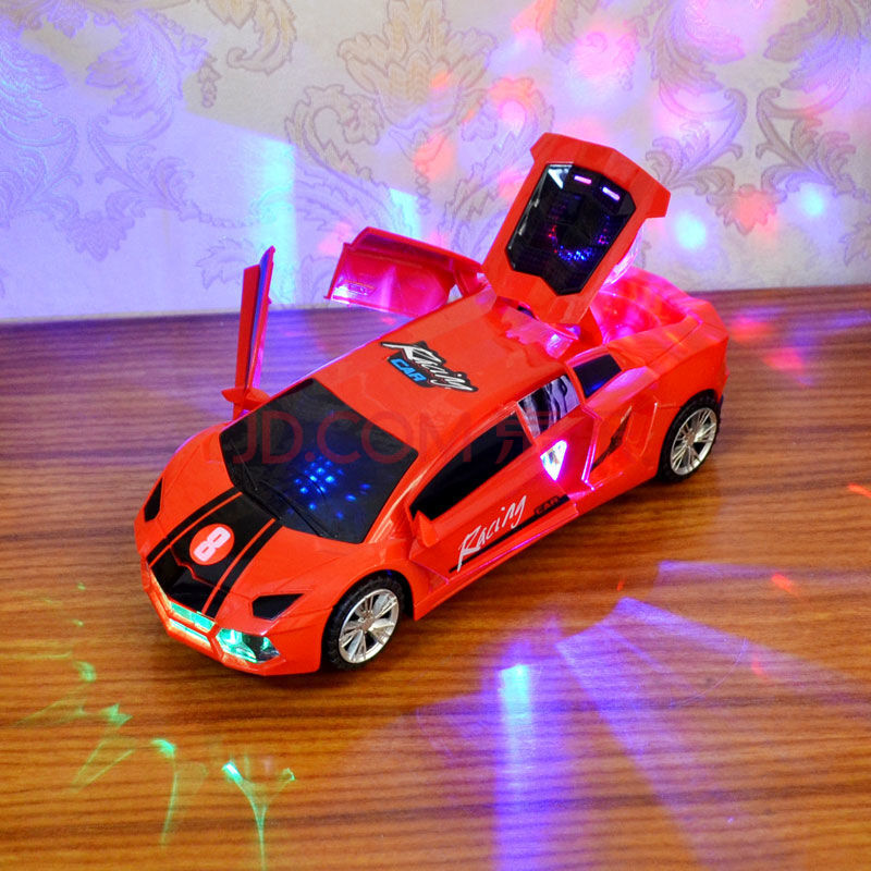 玩具新款儿童跳舞旋转万向警车电动玩具车男孩宝宝音乐灯光变形小汽车