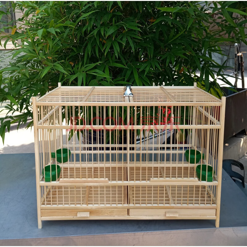 鸟笼双格竹笼全封闭防跑鸟易清理配件可养玉鸟绣眼芙蓉贝子 笼子 配件