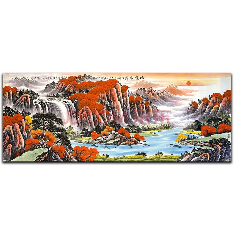 李晓海 著名画家 《旭日东升鸿运当头聚宝盆》 小六尺