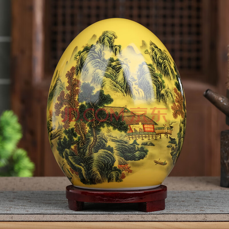 悦灵美 景德镇陶瓷器创意摆件福蛋招财蛋饰品 现代中式家居酒柜装饰