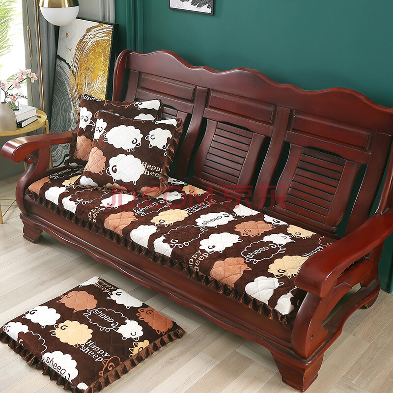 加厚实木椅垫坐垫加厚海绵垫防滑三人座通用垫子老式红木沙发垫可拆洗