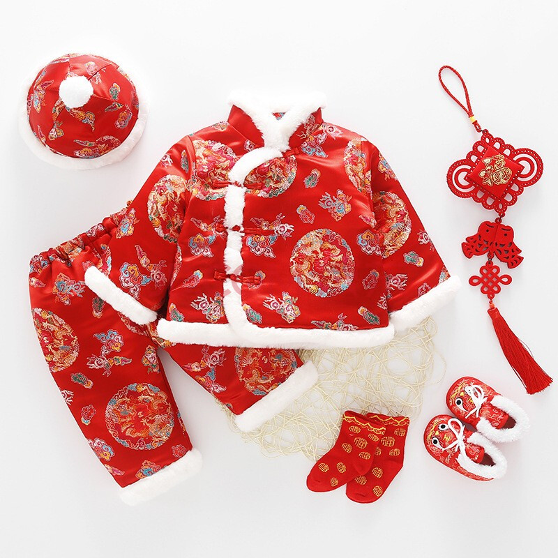 诚心城裕宝宝周岁礼服男女婴儿唐装新款喜庆拜年服小孩过年衣服加厚加