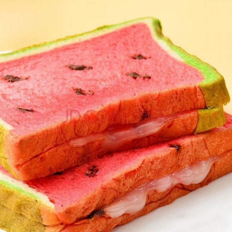 西瓜吐司面包西瓜面包西瓜味吐司甜品网红小吃夹心吐司面包早餐 500g