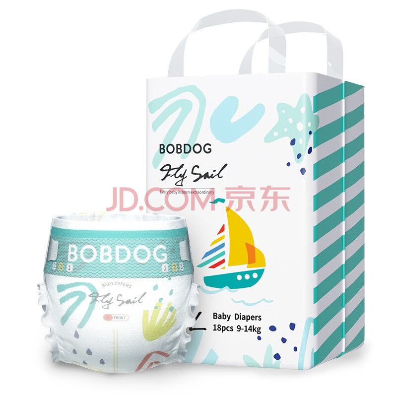                     巴布豆BOBDOG飞帆婴儿纸尿裤L号18片(8.5-11.5kg)                