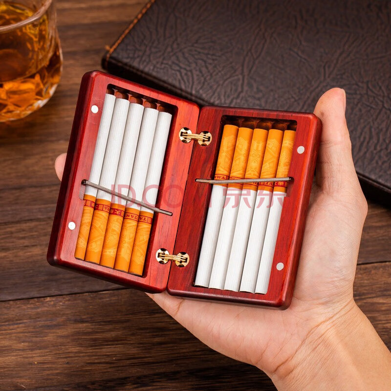 实木烟盒10支装粗烟16支装细烟花梨木紫檀木质烟盒创意超薄商务送礼送