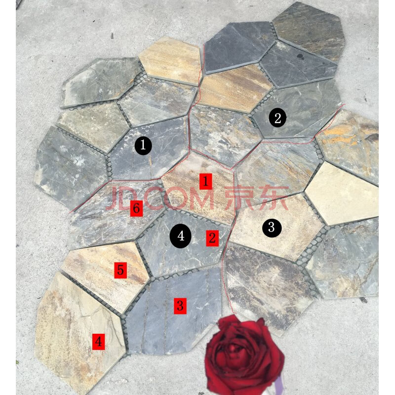 冰裂纹天然青石板岩碎拼庭院地砖网贴不规则多边形铁锈石室外墙砖 每