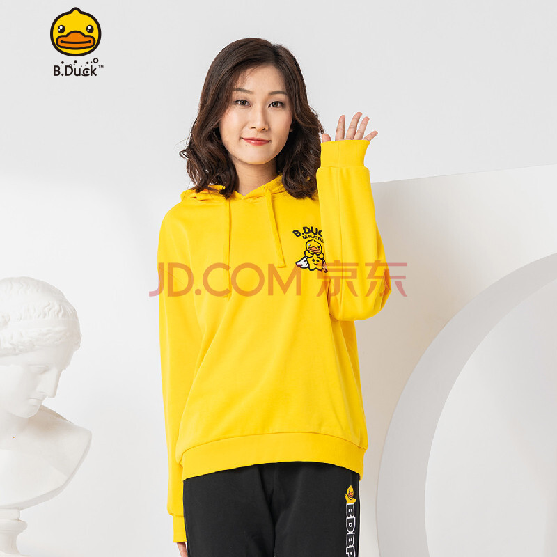 duck 小黄鸭潮牌春秋套头萌鸭女士长袖休闲卫衣百搭女款连帽运动卫衣