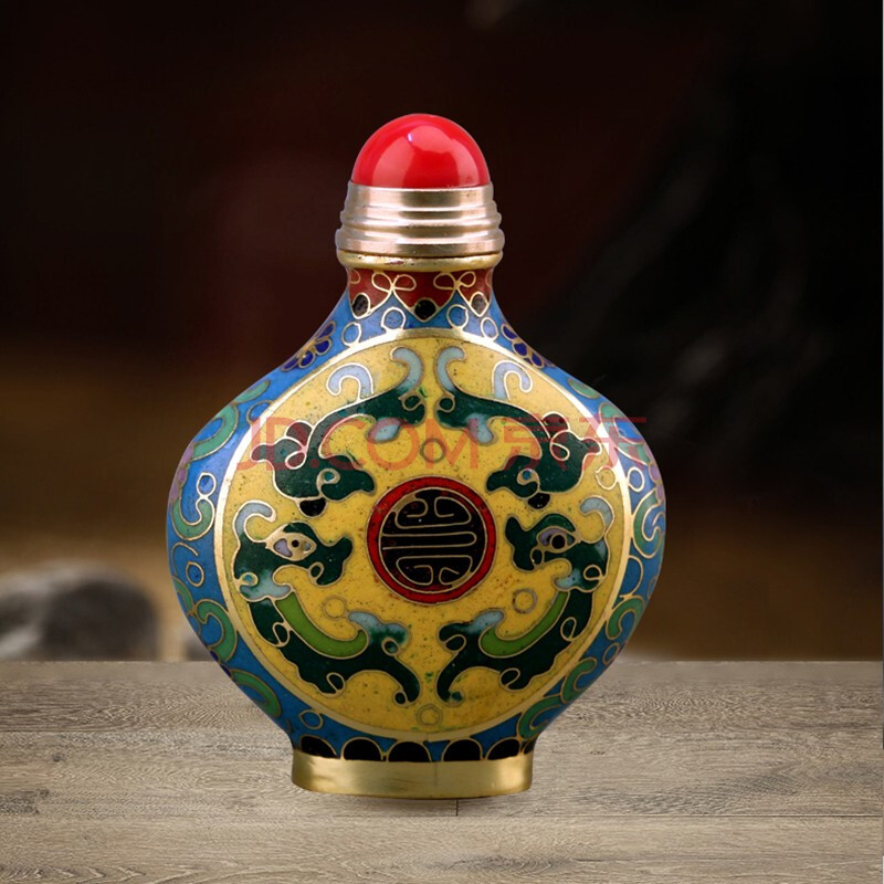 益德成珐琅景泰蓝鼻烟壶富贵牡丹手工艺品生日礼物中国古风非物质文化