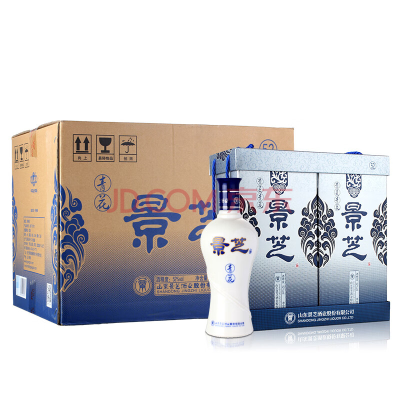 景芝青花 浓香型白酒52度500ml*2瓶*3提 6瓶整箱装礼盒装 山东送礼自饮收藏高度粮食酒（带手提绳）,景芝青花 浓香型白酒52度500ml*2瓶*3提 6瓶整箱装  礼盒装 山东送礼自饮收藏高度粮食酒（带手提绳）,第1张