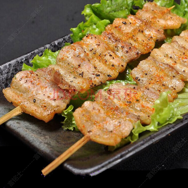 烧烤原味五花肉串户外半成品猪五花肉片猪肉串bbq铁板烧 富铭士 20串