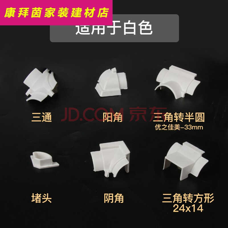sw-35三角线槽配件 阴角 阳角 三通 三角转3号半圆 方形 白色 阴角(1