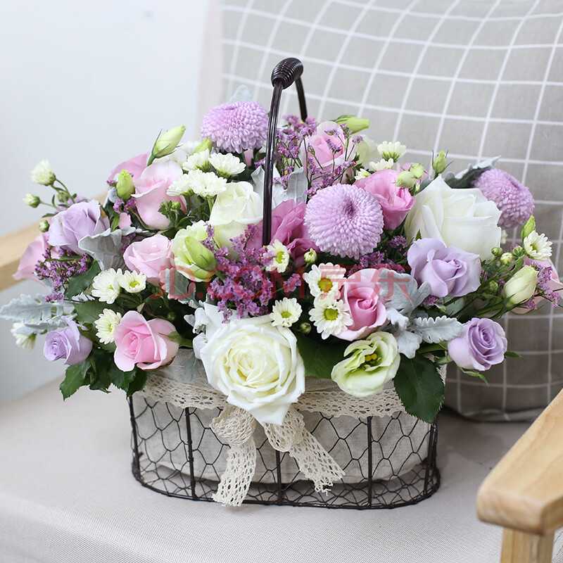 鲜花 同城配送韩式手提花篮生日礼物探望拜访看望病人送长辈妈妈领导