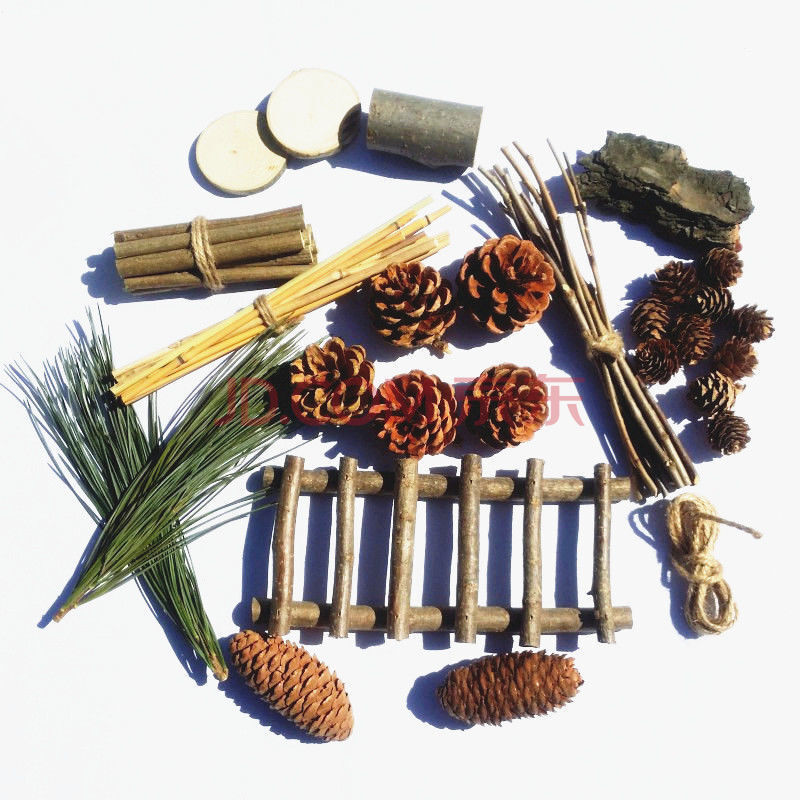 森林套装 天然干树枝树叶松果落叶复古摄影拍照道具柜台装饰 深林套装