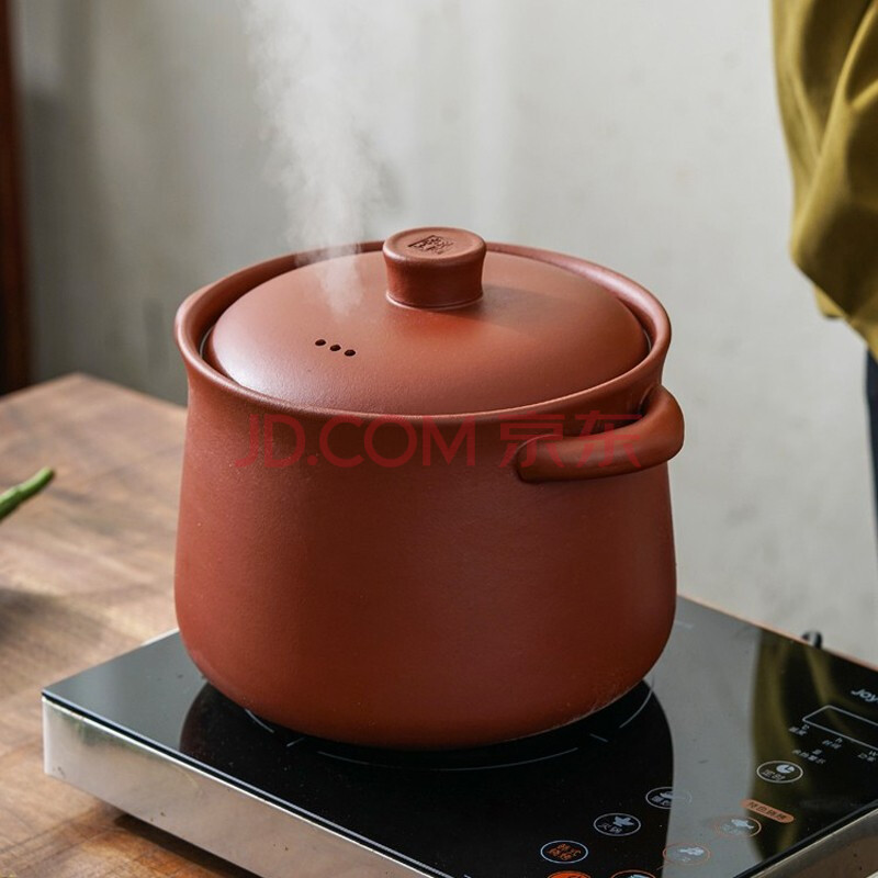 真紫砂炖汤锅煮粥老式明火耐高温无涂层燃气电炖锅熬汤煲 中号红泥5升