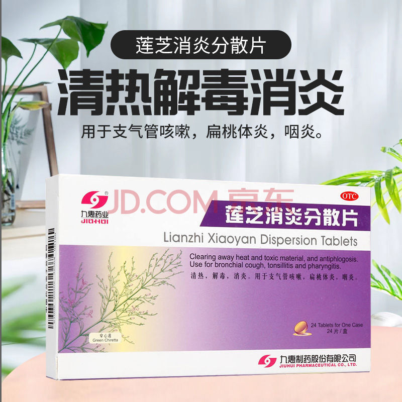 九惠药业 莲芝消炎分散片 24片 解毒消炎清热 1盒