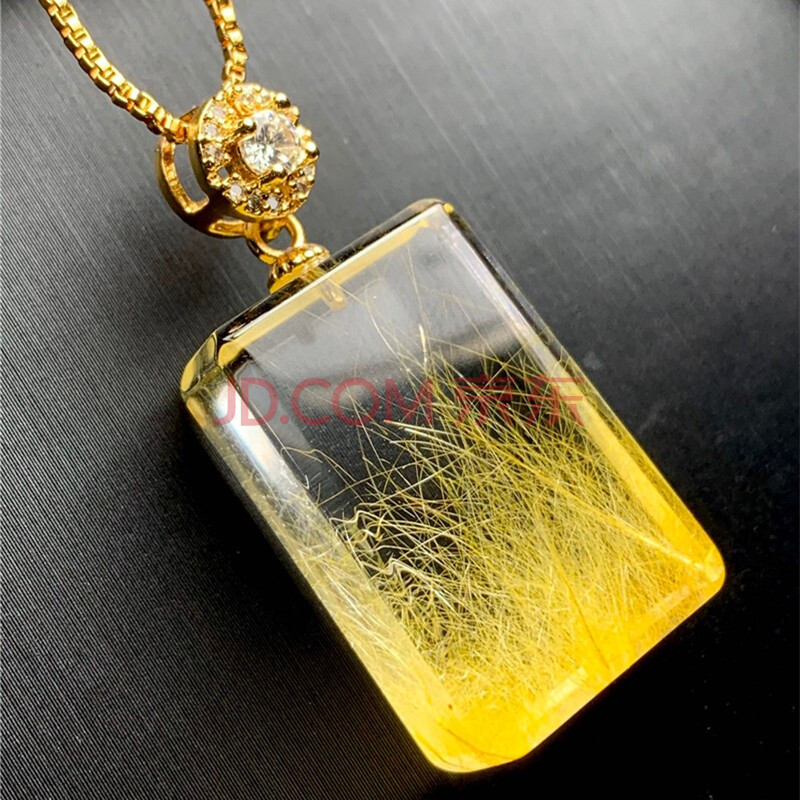 墨辰珠宝 金发晶顺发无事牌吊坠 晶体通透 发丝漂亮 招正财偏财 附